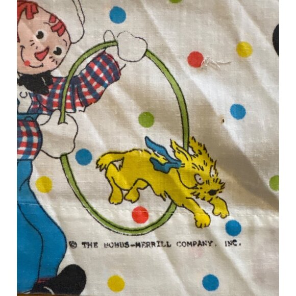 Raggedy Ann & Andy Twin Flat Sheet Polka Dot Circus Bobbs-Merrill Company 64x92" - Picture 4 of 6